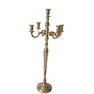 Candelabros de mosaico de espejo dorado con 5 brazos restaurante y hoteles decoración de entrada candelabros hechos a mano para decoración de Navidad - Product Image 1