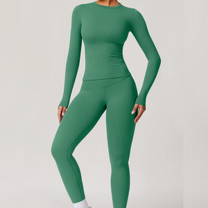 Conjunto de Yoga de 2 Piezas para Mujer Talla Grande, Leggings de Cintura Media y Top, Ajuste Delgado, Secado Rápido, Conjunto Deportivo - Product Image 5