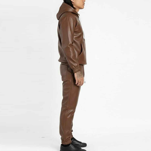 High Quality Private Label Printed Breathable Lightweight Casual Solid Leather Tracksuits <b>Men</b> Customized Your Own Design - Product Image 2