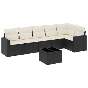 ชุดโซฟาสวนหวาย PE สีดำ 7 ชิ้นพร้อมผ้าคลุมแบบถอดได้ - Product Image 2