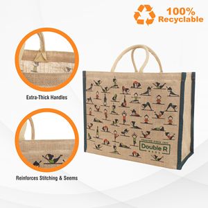Sac fourre-tout en jute Hessian, sac fourre-tout cadeau, sac de shopping en jute imprimé - Product Image 4