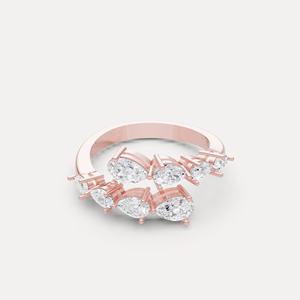 Bague tendance pour femme en or plaqué avec diamant de laboratoire en forme de poire certifié IGI, design unique - Product Image 3