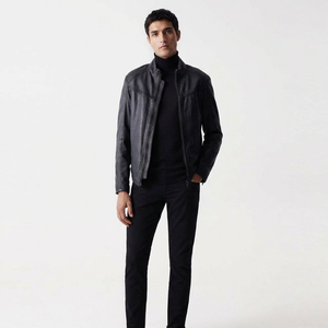 High Street Style Men's Genuine <b>Leather</b> Varsity <b>Jacket</b>-Lightweight 320g Vintage Style OEM Service - Product Image 1