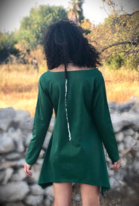 Flowy Long Sleeve Bohemian Tunic Dress with Oversized Comfort and Unique Asymmetric Hem Design Wedding Wear - Product Image 4