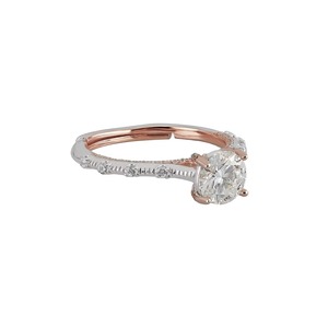 Elegante Anillo de Compromiso de Moissanita con Corte Redondo, Anillo de Boda Chapado en Oro Rosa de 14K para Mujer, de Proveedor Indio - Product Image 6