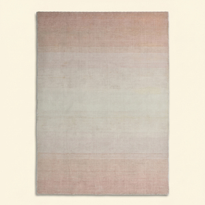 Alfombra de Lana Minimalista Ombre Rosa Horizon Tinte Marfil, Hecha a Mano, Ecológica, Antideslizante, de Lujo para Sala de Estar y Dormitorio - Product Image 1