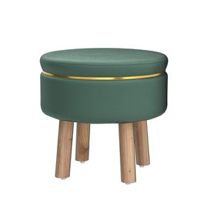 Ottoman <b>Stool</b> for Living Room Foot Rest | Velvet Small Ottoman Foot <b>Stool</b> | Solid Wood Legs | Footstool Puffy for Home, <b>Bedroom</b> - Product Image 2
