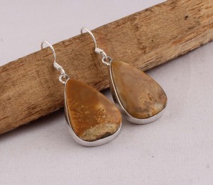 925 <b>Sterling</b> <b>Silver</b> Natural Bumblebee Jasper <b>Earrings</b> Yellow Jasper Teardrop <b>Dangle</b> <b>Earrings</b> Handmade Gemstone Jewelry Wholesale - Product Image 6