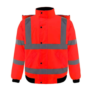 Chaqueta de Seguridad Tipo Bomber Naranja de Alta Visibilidad con Tiras Reflectantes – Chaqueta de Trabajo Resistente a la Intemperie - Product Image 5