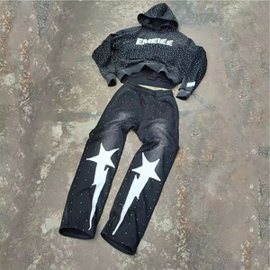 Survêtement de qualité supérieure avec logo personnalisé, strass épais, 100% polyester/coton, vêtements de rue d'hiver pour hommes et femmes - Product Image 6