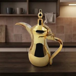 Arabic Coffee Pot Stainless Steel Teapot Metal Craft for Eid Al-Fitr Festival <b>Gathering</b> Serving Kitchen Tableware - Product Image 6