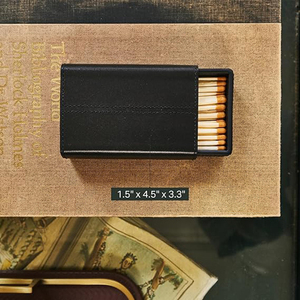 Handmade Leather Matchstriker – Decorative <b>Matchbox</b> Holder with Built-In Striker Leather Match Box - Product Image 2