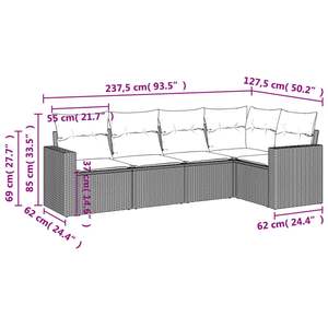 Beige PE Rattan and Powder-Coated Steel Polyester Garden <b>Sofa</b> <b>Set</b> - Product Image 3