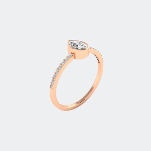 แหวนมินิมอลลิสต์ทรงลูกแพร์ 0.45 กะรัต ฝังเพชรแบบเพฟโซลิแทร์ - Product Image 6