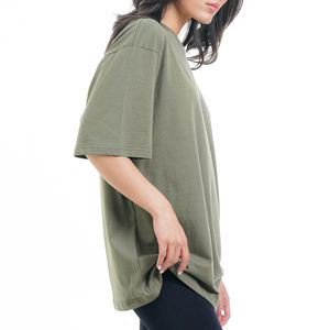 Camiseta Holgada de Corte Relajado para Mujer, Estilo Casual, Hombros Caídos, Algodón, Diseño Liso, Hecha en Pakistán - Product Image 3