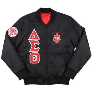 Giacca Bomber Nera Delta Sigma Theta per Donne, Vestibilità Comoda, Tessuto Premium, Abbigliamento Casual per Confraternite Greche - Product Image 4