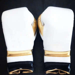 Gants de boxe en cuir blanc à doigts entiers avec lacets et sangle de poignet réglable pour adultes – Équipement d'entraînement - Product Image 5