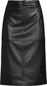 Jupe crayon en cuir taille naturelle pour femme avec ceinture, mini, noire unie, style vintage, plissée, respirante, toutes saisons - Product Image 4