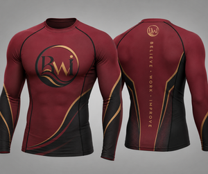 Camiseta de Manga Larga para Hombre BWI, Diseño Sublimado en Rojo, Negro y Dorado, Secado Rápido, Spandex y Poliéster, Talla Adulto - Product Image 1