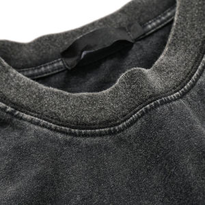 T-shirt en coton uni noir personnalisé pour homme, style vintage, effet délavé à l'acide - Product Image 3