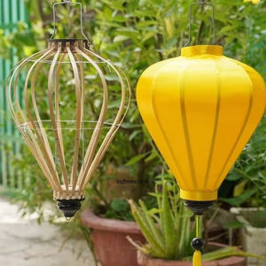 Lanterne en bambou artisanale du Vietnam, satinée, pour fête en plein air, décoration de mariage suspendue, couverture en tissu DIY à peindre - Product Image 2