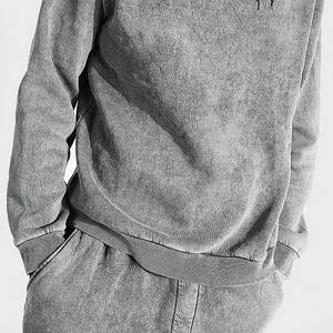 Conjunto de Sudadera con Capucha y Pantalones de Chándal de Invierno de Alta Calidad para Hombre, Tallas Grandes, Estilo Vintage Holgado, Lavado Ácido, de Tejido Grueso y Efecto Desgastado, con Pantalones Acampanados - Product Image 6