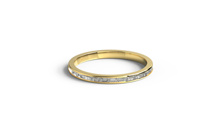 18K Gold Minimalist Channel Set Baguette Diamond <b>Ring</b> For Women Half Eternity Band <b>Stacking</b> Wedding <b>Ring</b> Fine Jewelry for Women - Product Image 1