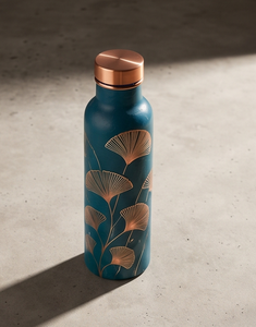 Premium Ayurvedic Enamel Painted Copper <b>Water</b> <b>Bottle</b> Artistic Gingko Foliage Design Leakproof <b>Metal</b> Sports <b>Bottle</b> Manufacturer - Product Image 5