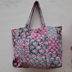 Hot Selling Channi Textiles Vintage Fashion Animal Print Hand Block Cotton Quilted Tote <b>Bags</b> <b>for</b> Ladies Travel <b>Beach</b> Use All - Product Image 2