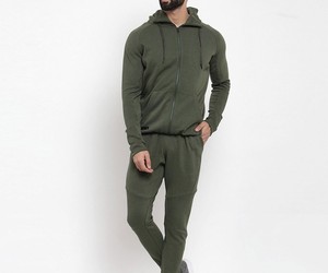 Services OEM en gros RAPID SPORTS Ensemble de survêtement de yoga deux pièces en polaire à capuche pour homme, haut court à manches longues, effet push-up fessier, uni ou imprimé - Product Image 2