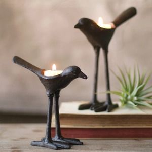 Vintage Style Tall Bird Cast Iron Tea Light Holder Set By MR Handicrafts Whimsical Metal Bird Figurine <b>Candle</b> Holders - Product Image 4