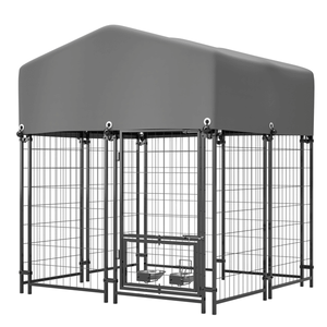 Outdoor Heavy Duty Dog Kennel with Safe Lock Design 4.23 X 3.83 X 4.83 Roof Welded Wire <b>Crate</b> for All Weather Protection - Product Image 1