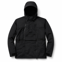 Veste de snowboard multi-poches noire personnalisée pour hommes, veste de ski imperméable pour l'extérieur, fabricant OEM à marque privée