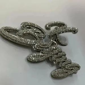 Pendentif personnalisé en moissanite, argent sterling 925 plaqué or, 15g, style hip-hop glacé, collier personnalisé avec nom écrit - Product Image 1