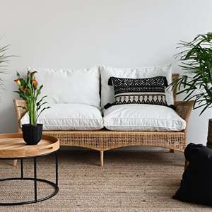 Ensemble de canapés en rotin polyvalent de luxe, style minimaliste nordique, canapés en bambou, chaise de coiffeuse avec coussin, prêt à l'exportation - Product Image 6