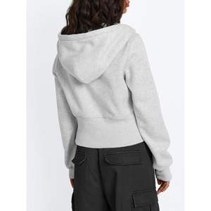 FOXA 2024 automne/hiver mode reine femmes fermeture éclair sweat à capuche court avec manches longues Y2K hiver sweats vestes - Product Image 5