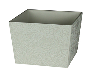 Pot de fleurs en plastique imprimé en relief style batik, pot carré minimaliste léger, 6 couleurs pour fleurs artificielles et fleurs fraîches - Product Image 4