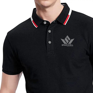 เสื้อโปโลผู้ชายลำลองสำหรับฤดูร้อน ผ้าโพลีเอสเตอร์ผสมฝ้าย ระบายอากาศได้ดี สีพื้น ปกคอพับ ปักลาย แขนสั้น - Product Image 2