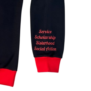 Wholesale DST Sorority <b>Sweatshirt</b> Women <b>Black</b> with Red Trim Greek Letter ΔΣΘ Crewneck Embroidery Apparel - Product Image 5