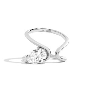 1.5 Ct Lab Grown Pear Cut Diamond <b>Open</b> Wrap <b>Ring</b> for Women 14K 10K White Gold Minimalist Engagement & Party Gift Jewelry - Product Image 2