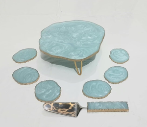 Epoxy Resin <b>Cake</b> <b>Stand</b> Christmas Parties Decoration Metal handle <b>Cake</b> <b>Stand</b> With Coaster Grey Resin Hot Sale - Product Image 3