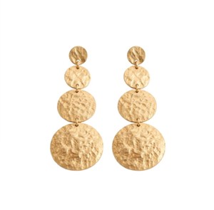 Nuevo Pendiente Circular Texturizado con Efecto Martillado |   Pendientes de latón con textura de 4 círculos |   Boho |   Comprar Pendientes Redondos Dorados de Diseño - Product Image 1