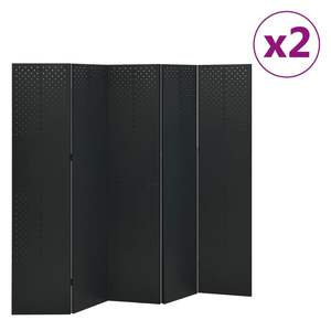 ฉากกั้นห้องเหล็กสีดำ 5 แผง 2 ชิ้น ขนาด 78.7"x70.9" ฉากกั้นและพาร์ติชั่น - Product Image 1