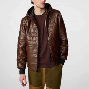 Dernier design, prix bas, sweat à capuche en cuir pour homme, col à capuche, uni, teint, sweats à capuche pour homme, cuir véritable de qualité supérieure, mode d'hiver - Product Image 1