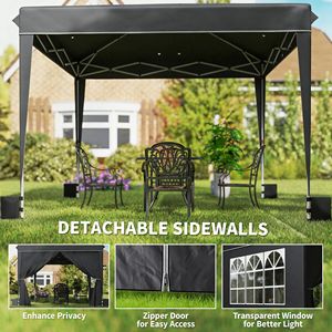 10 X 10 ft Black Pop up <b>Canopy</b> <b>Tent</b> with Sidewalls UPF50+ Outdoor Portable Instant Shelter with Carry Bag - Product Image 5