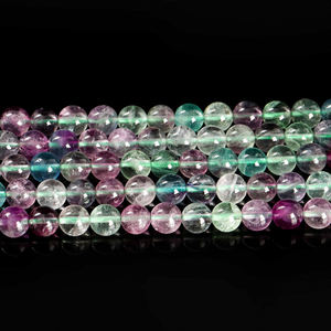 Perles de Fluorite Naturelle Multicolore Verte et Violette en Gros, Idéales pour la Fabrication de Bijoux DIY, Bracelets et Colliers en Pierres de Guérison - Product Image 2