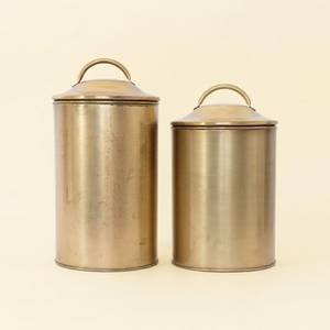 Luxury Pure Brass <b>Kitchen</b> <b>Storage</b> Canister With Airtight Lid Premium Matte Gold Food Safe <b>Container</b> For Tea Coffee Spices - Product Image 4