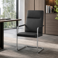 Chaise de visiteur ergonomique moderne en cuir PU avec structure cantilever pour salle de réunion, sièges pour invités, approvisionnement en gros OEM
