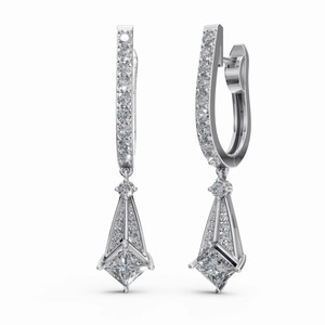 Boucles d'oreilles en diamant taille princesse de qualité supérieure en or blanc, diamants naturels certifiés GIA pour mariage féminin - Product Image 1