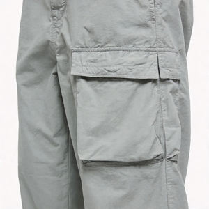 Men's <b>Light</b> Gray Elastic Waist Cargo Pants Casual Multiple Pockets Breathable Canvas <b>Trousers</b> Summer Wear - Product Image 3